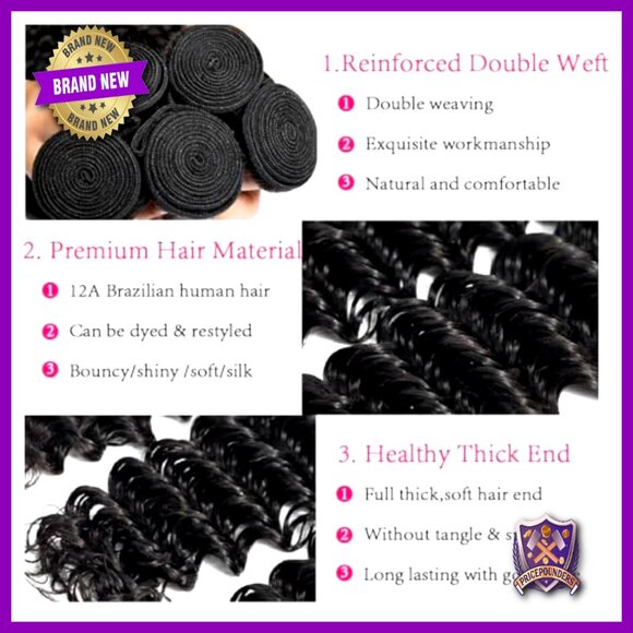 Deep Wave Human Hair Bundles 20 22 24 Inches Brazilian Virgin Hair main image 5